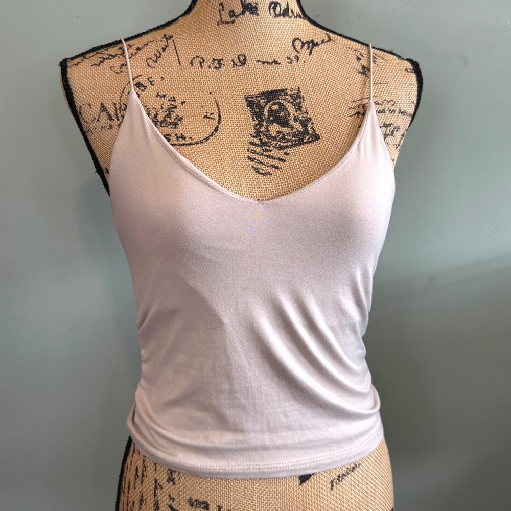 Gaze Womens Spaghetti Strap Minimalist Loungewear‎ Lingerie Camisole Top Tan XS